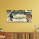 冬のシーン – ヴィンテージ日本のアートトリプチ キャンバスプリント (インサイチュ (リビング))