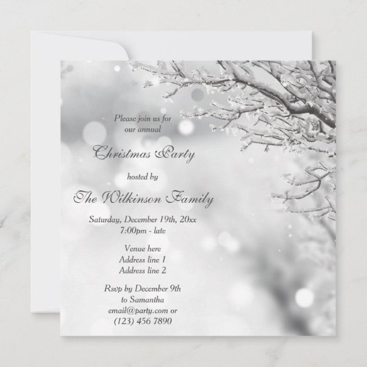 冬のシーン&《写真》ぼけ味クリスマスパーティー 招待状 (裏面)