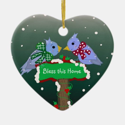 冬のシーン – 賛美このホーム セラミックオーナメント (正面)