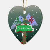 冬のシーン – 賛美このホーム セラミックオーナメント (左)