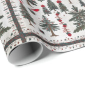 冬のシーン(赤い深紅色) ラッピングペーパー (ロールコーナー)