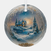 冬のシーンaiアート ガラスオーナメント (裏面)