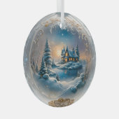冬のシーンaiアート ガラスオーナメント (正面右)