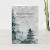 冬のシーンJohn 1:29神のクリスマスの子羊 カード (裏面)