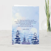 冬のシーンJohn 3:16永遠の人生のクリスマス カード (裏面)