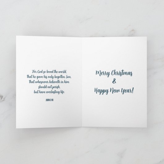 冬のシーンJohn 3:16永遠の人生のクリスマス カード (内部)