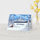 冬のシー疑問に思ン誕生日グリーティングカード カード (黄色い花)