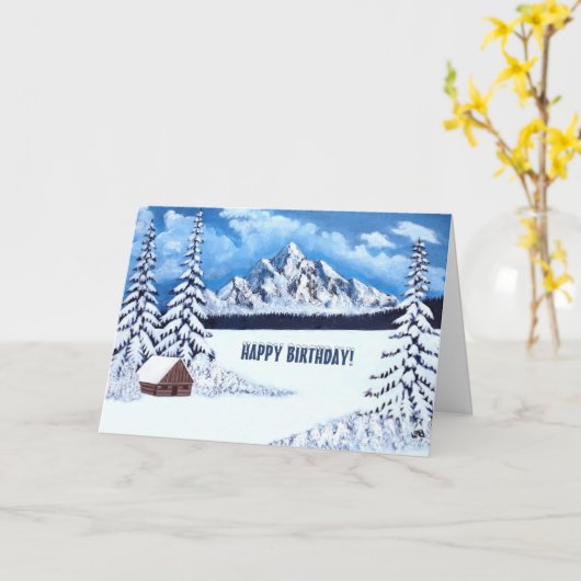 冬のシー疑問に思ン誕生日グリーティングカード カード (黄色い花)