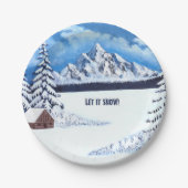 冬のシ疑問に思ーンラウンド紙プレート ペーパープレート (正面)