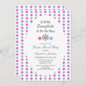 冬のジェンダーが明らかにする途中の雪の結晶 招待状 (正面/裏面)