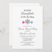 冬のジェンダーが明らかにする途中の雪の結晶 招待状 (正面/裏面)