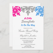 冬のジェンダーが明らかにする途中の雪の結晶 招待状 (正面/裏面)