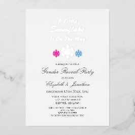 冬のジェンダーが明らかにする途中の雪の結晶 箔招待状