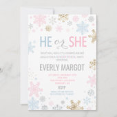 冬のジェンダーリビールベビーシャワー招待状 招待状 (正面)