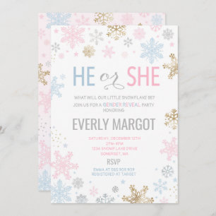 冬のジェンダーリビールベビーシャワー招待状 招待状