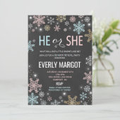 冬のジェンダーリビールベビーシャワー招待状 招待状 (スタンド正面)