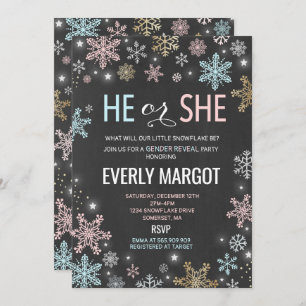 冬のジェンダーリビールベビーシャワー招待状 招待状