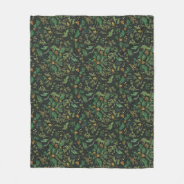 冬のジュニパーパイン黒背景ブランケット フリースブランケット