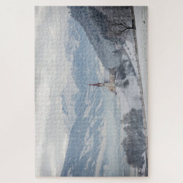 冬のジレルタルの雪の中の教会 ジグソーパズル