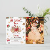 冬のジンジャーブレッドクリスマスコーキー誕生日写真 招待状 (スタンド正面)