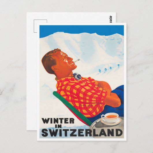 冬のスイスヴィンテージ旅行はがき ポストカード (正面/裏面)