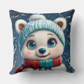 冬のスカーフがかわいいホッキョクグマ クッション (裏面)