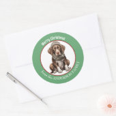 冬のスカーフでドイツの短いポインタ犬のアップ ラウンドシール (封筒)