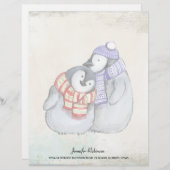 冬のスカーフと帽子のかわいいペンギン レターヘッド (正面/裏面)