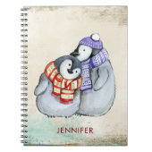 冬のスカーフと帽子の可愛いペンギンカスタムズ ノートブック (正面)