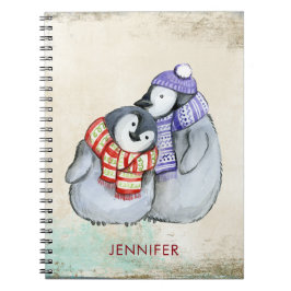 冬のスカーフと帽子の可愛いペンギンカスタムズ ノートブック