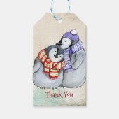 冬のスカーフと帽子の可愛いペンギン ギフトタグ (正面)