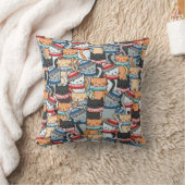 冬のスカーフと帽子の柄の猫 クッション (ブランケット)