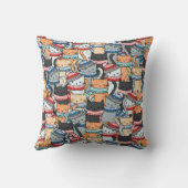 冬のスカーフと帽子の柄の猫 クッション (裏面)