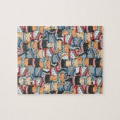 冬のスカーフと帽子の柄の猫 ジグソーパズル (横)