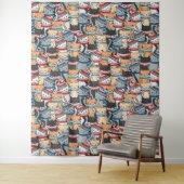 冬のスカーフと帽子の柄の猫 タペストリー (インサイチュ)