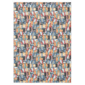 冬のスカーフと帽子の柄の猫 テーブルクロス (正面)