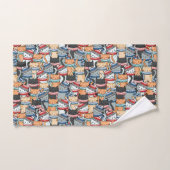 冬のスカーフと帽子の柄の猫 バスタオルセット (ハンドタオル)