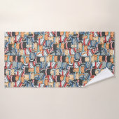 冬のスカーフと帽子の柄の猫 バスタオル (バスタオル)