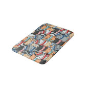 冬のスカーフと帽子の柄の猫 バスマット (アングル)