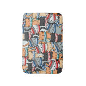 冬のスカーフと帽子の柄の猫 バスマット (正面縦)