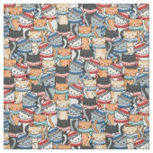 冬のスカーフと帽子の柄の猫 ファブリック (見本)