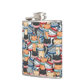 冬のスカーフと帽子の柄の猫 フラスク (左)