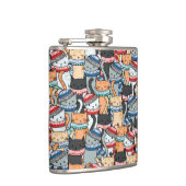 冬のスカーフと帽子の柄の猫 フラスク (右)