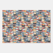 冬のスカーフと帽子の柄の猫 ラッピングペーパーシート (正面2)