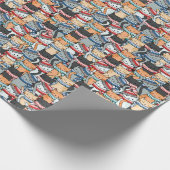 冬のスカーフと帽子の柄の猫 ラッピングペーパー (角)