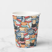 冬のスカーフと帽子の柄の猫 紙コップ (裏面)