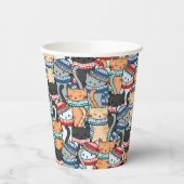 冬のスカーフと帽子の柄の猫 紙コップ (左)