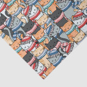 冬のスカーフと帽子の柄の猫 薄葉紙 (詳細)