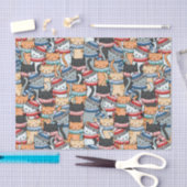 冬のスカーフと帽子の柄の猫 薄葉紙 (クラフト)