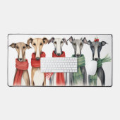 冬のスカーフのかわいいグレイハウンド デスクマット (キーボード&マウス)